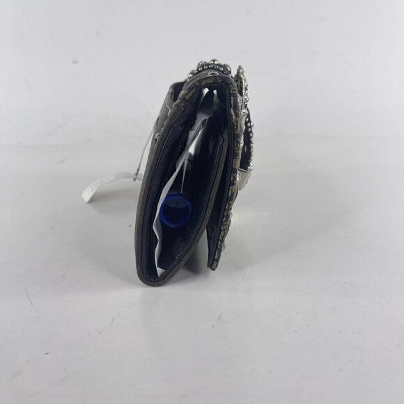 Rustic black Wallet Pocket Book Beaded Jewels Embroidered Rhinestone - Picture 3 of 10